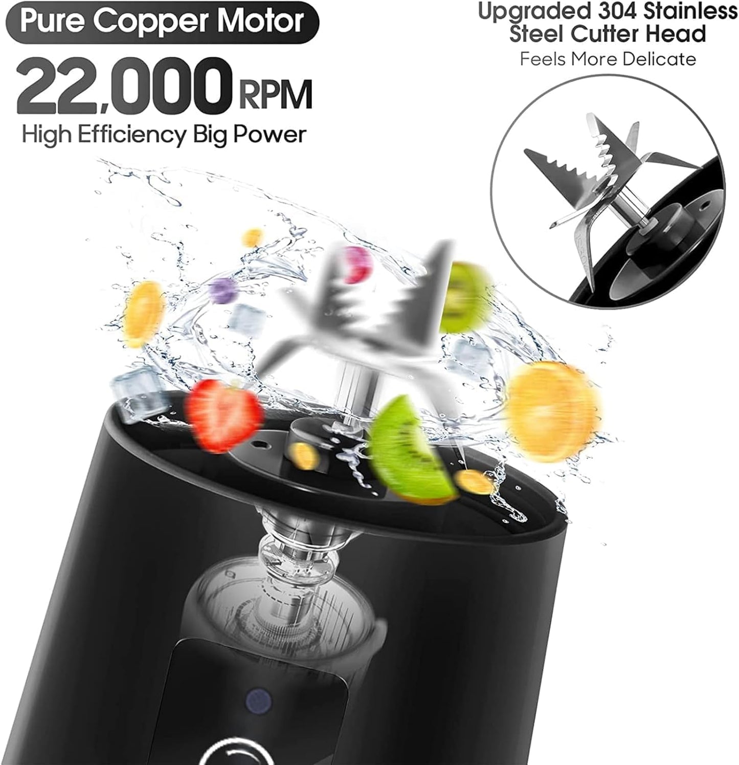 6 Blade USB Rechargeable Portable Juicer Blender – 380ml