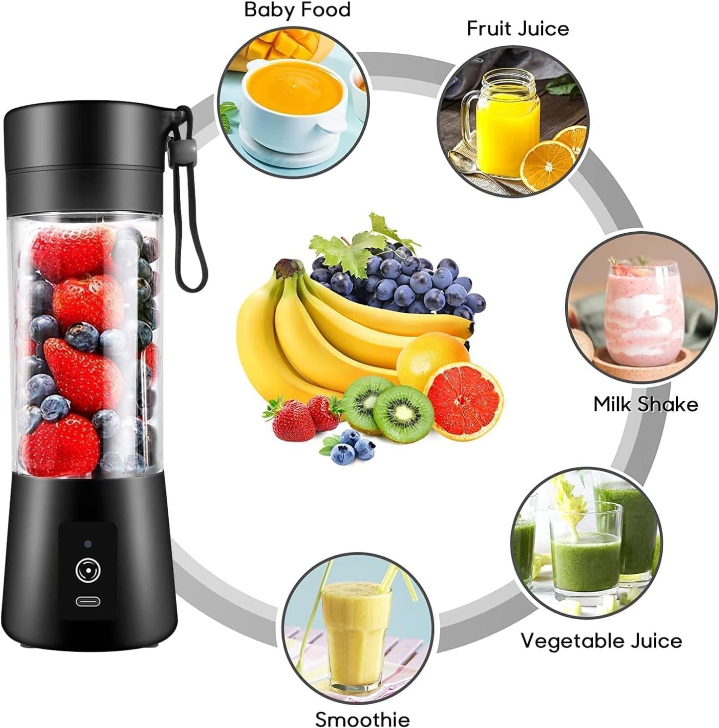 6 Blade USB Rechargeable Portable Juicer Blender – 380ml