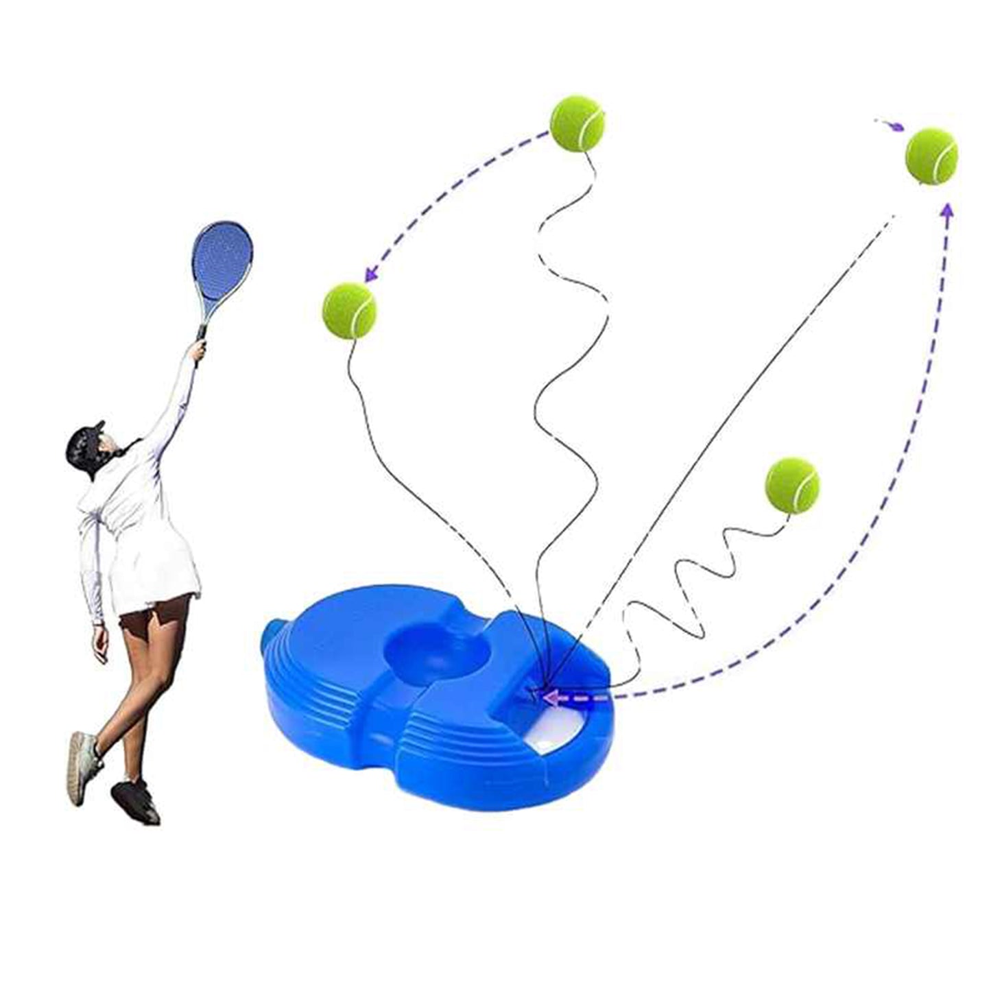 Tennis Trainer Rebound Ball Kit - Solo Practice Tool, Portable & Easy to Use for Tennis and Cricket | Trainer Rebound Ball with Rope Fill Sand Water