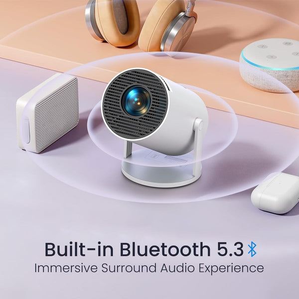 Mini Projector with Android 11, Mini Video Projector Hy300 200Ansi 8000 Lumens, 4K WiFi 5G Bluetooth 5.0 Projector, 180° Cinema Projector Can Rotate for Tv Stick