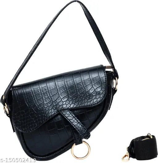 Stylish Curve Shape Croco Sling Bag