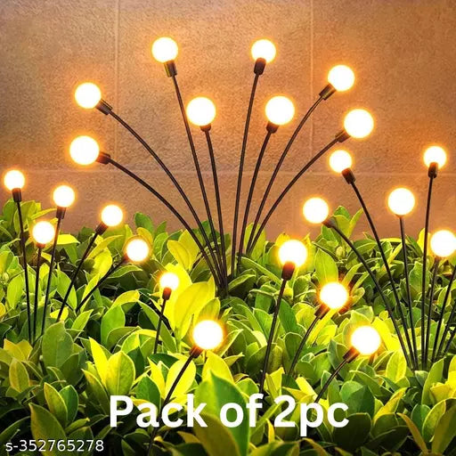 Plastic 2 Pack Solar Powered Firefly Lights Waterproof,Solar Starburst Swaying Lights When Wind Blows,Solar Outdoor Decor Lights For Garden,Landscape,Pathway,Yard,Deck,Patio(Warm White)