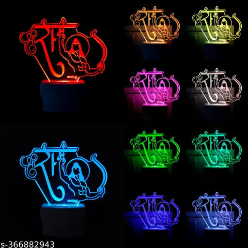 BrodLog RAM 3D Optical Illusion Acrylic Night Lamp, 7 Colors RGB Auto Gradual Changing LED Plug and Play Night Light, Office Light, Best for Gift, Multicolour