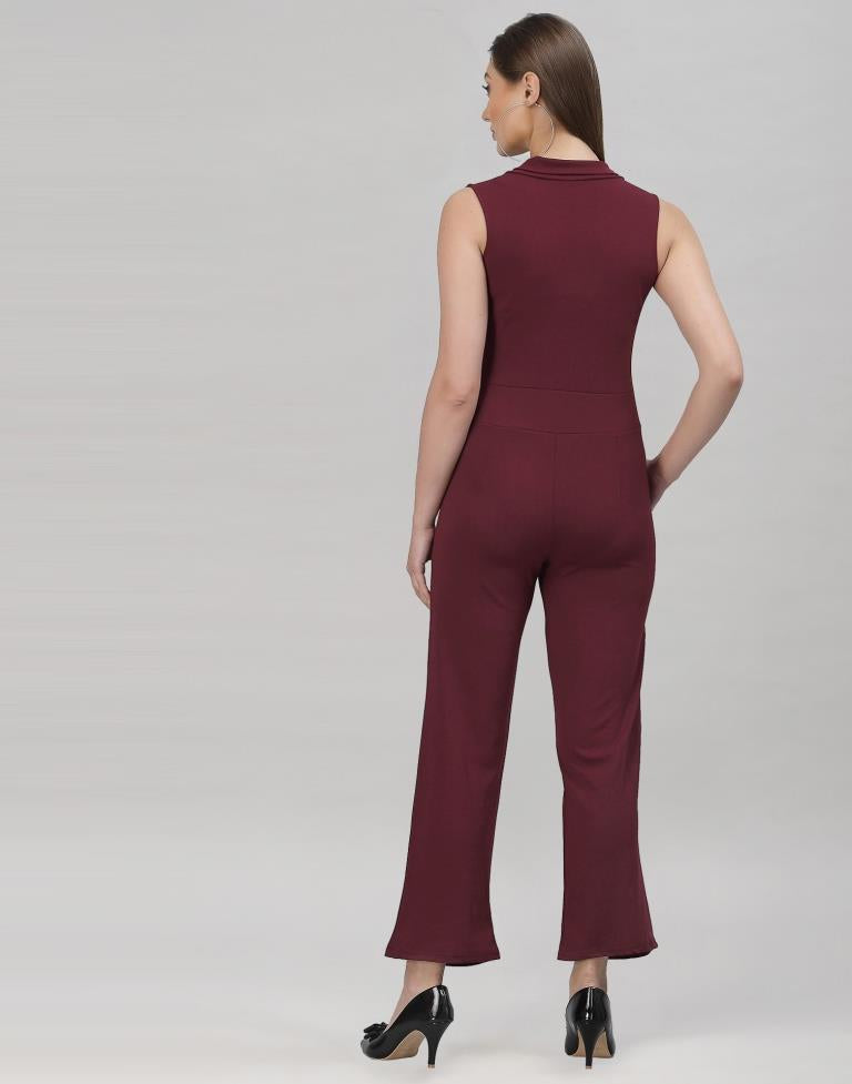 Brown Lycra Casual Jumpsuit for Women(Without Belt)