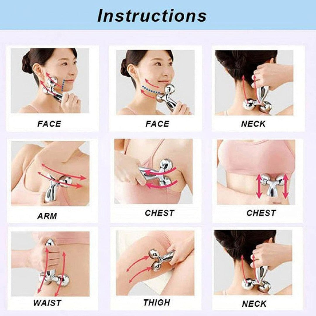 3D Manual Roller Face Body Massager With And Anti Aging 100% Natural Jade Stone Roller Msagger With Gua Sha Tools for Face and Body Massager