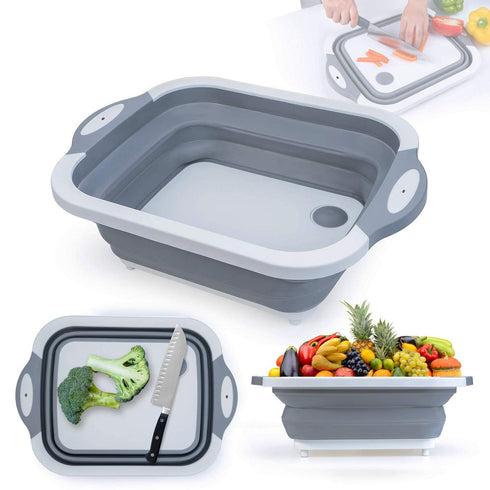 Collapsible Cutting Board With Dish Tub Basket For Kitchen Use ( 1 Pcs ) BPA Plastic