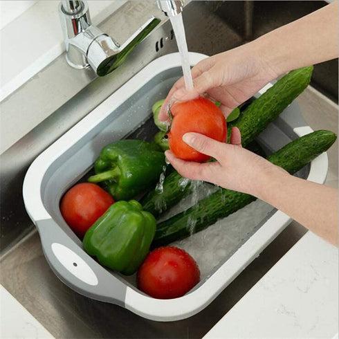 Collapsible Cutting Board With Dish Tub Basket For Kitchen Use ( 1 Pcs ) BPA Plastic