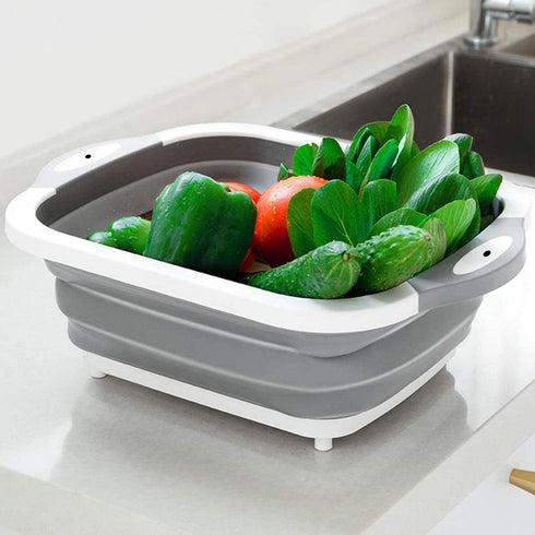 Collapsible Cutting Board With Dish Tub Basket For Kitchen Use ( 1 Pcs ) BPA Plastic