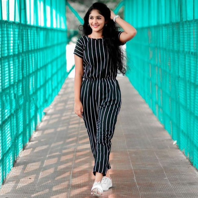 Attractive Black & white Stripe Fabulous jumpsuit For Women & Girls