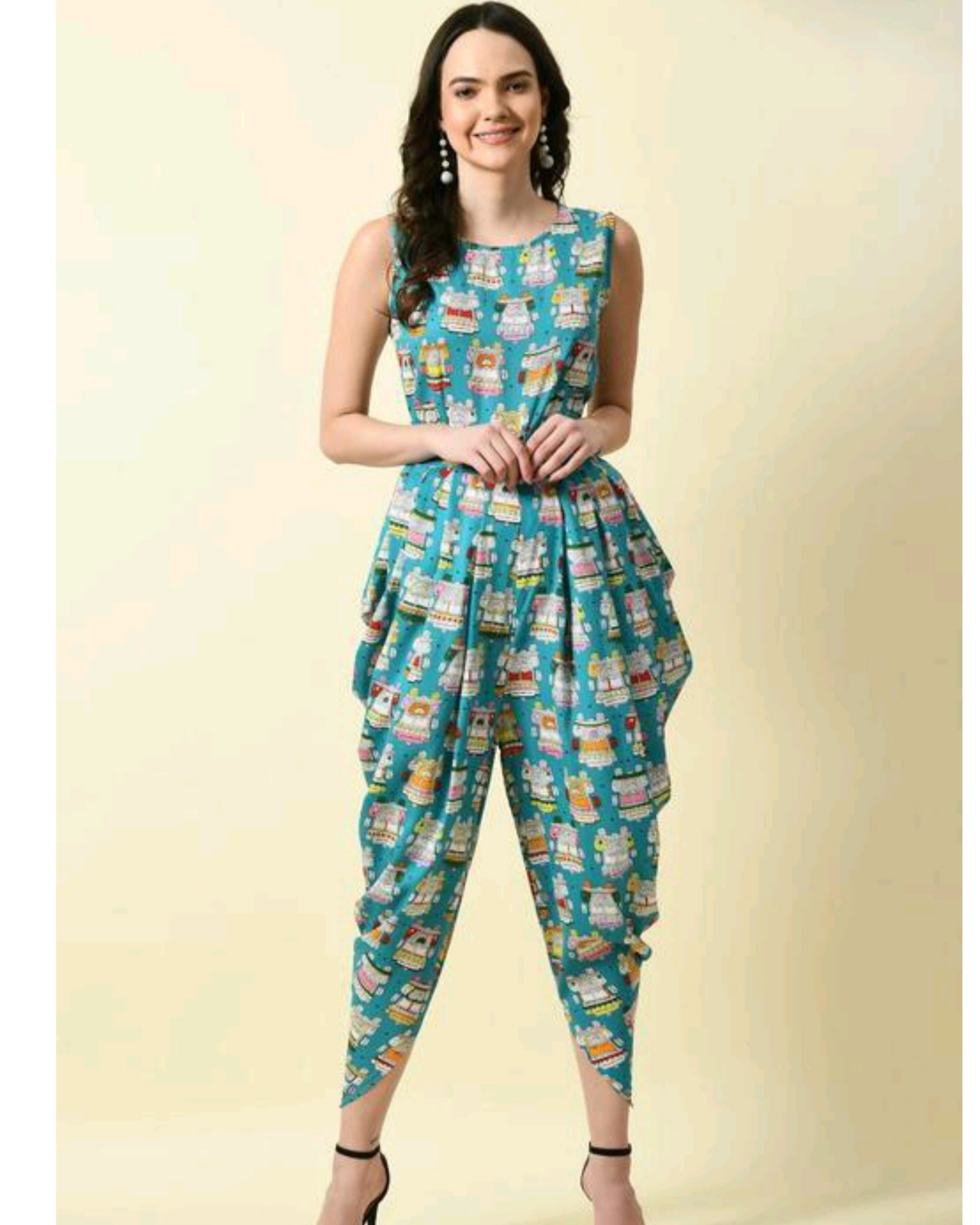 Best Selling Printed Dhoti Jumpsuit One Piece Dress For Girls & Women's, Attractive Prints