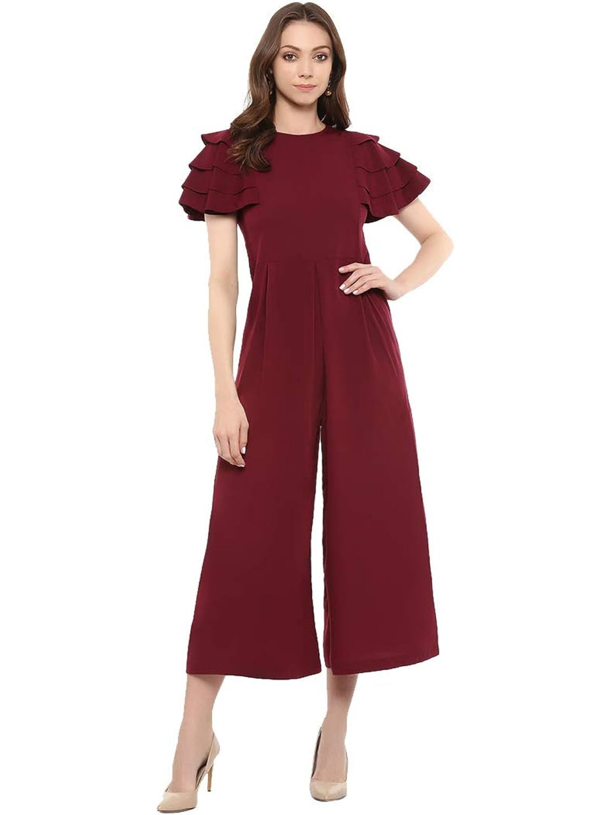 Relaxed Fit Jumpsuit With Ruffled Sleeves For Women & Girls⭐