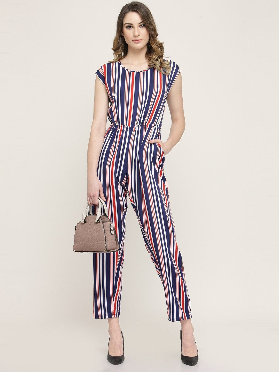 Classic Elegant Colorful Striped Crepe Jumpsuits For Women & Girls😍👌