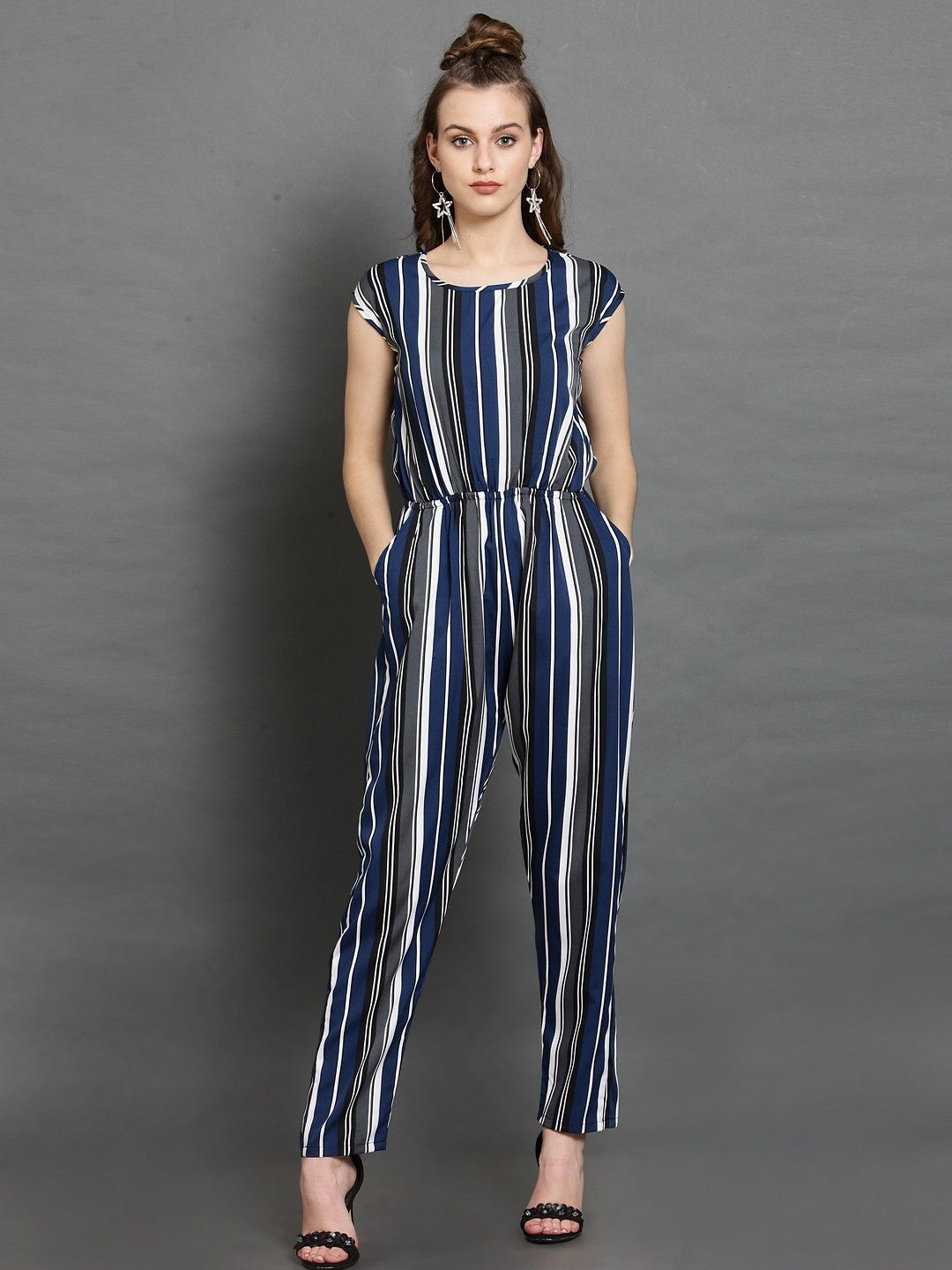 Classic Elegant Colorful Striped Crepe Jumpsuits For Women & Girls😍👌