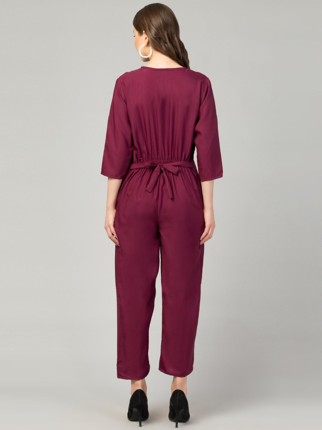 Pearl N Vera's Comfort & Style Crepe Jumpsuit with Button Detailing⭐