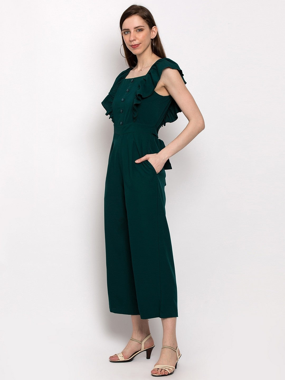 Diva Attractive Women's Ankle Length Jumpsuit Maxi Sleeveless Crepe A-Line Dress