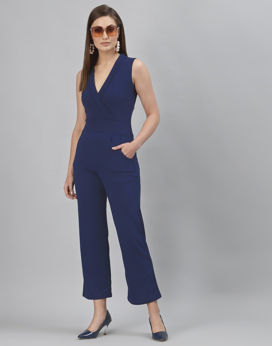 Brown Lycra Casual Jumpsuit for Women(Without Belt)