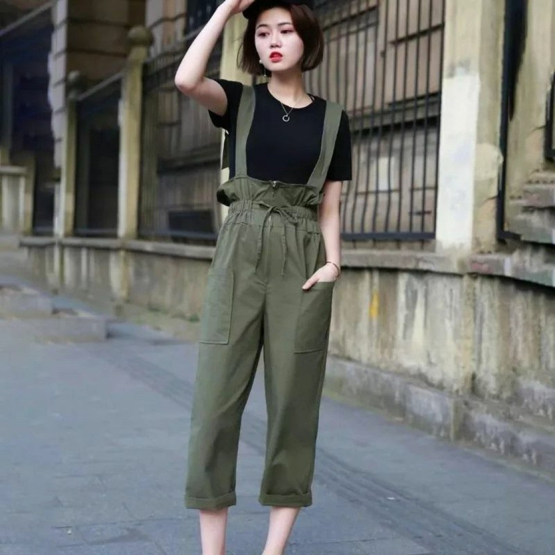 SUSPENDER Jumpsuit WITH TEE & Bottom set