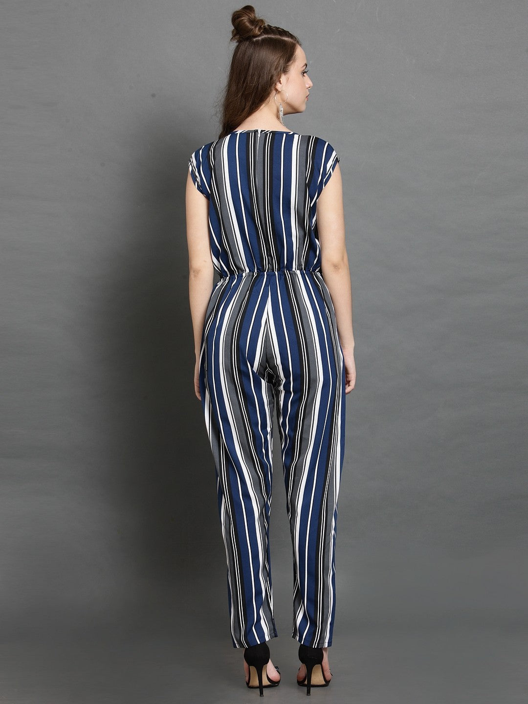 Classic Elegant Colorful Striped Crepe Jumpsuits For Women & Girls😍👌