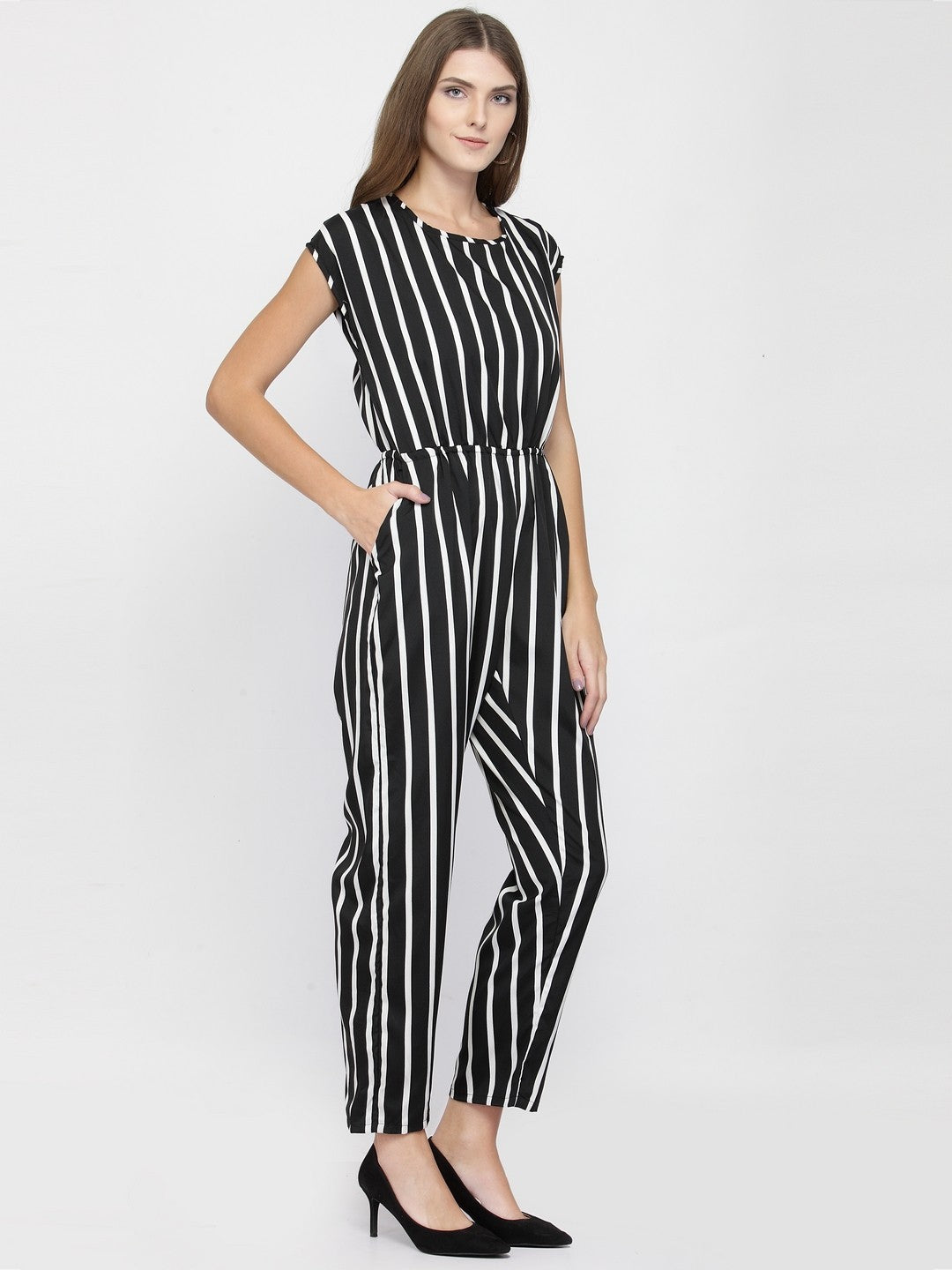 Classic Elegant Colorful Striped Crepe Jumpsuits For Women & Girls😍👌