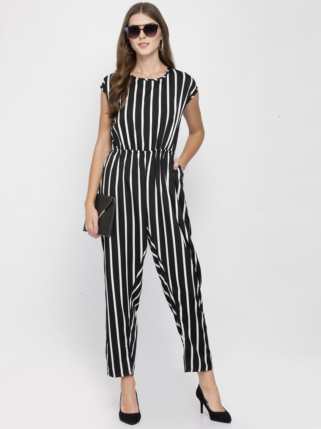 Classic Elegant Colorful Striped Crepe Jumpsuits For Women & Girls😍👌