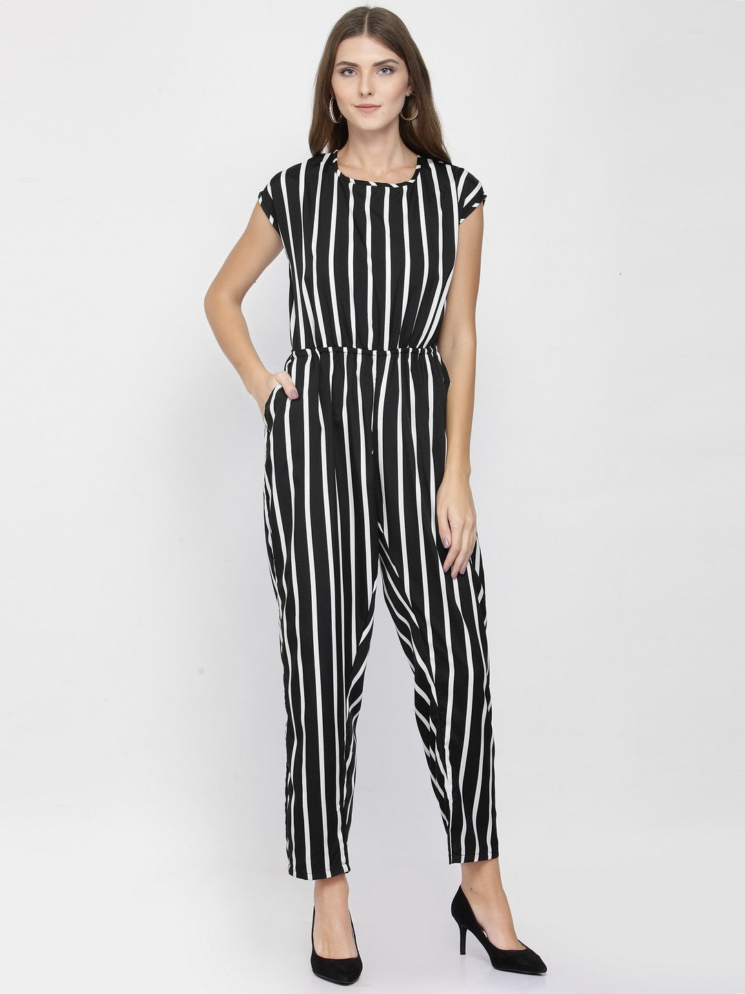 Classic Elegant Colorful Striped Crepe Jumpsuits For Women & Girls😍👌